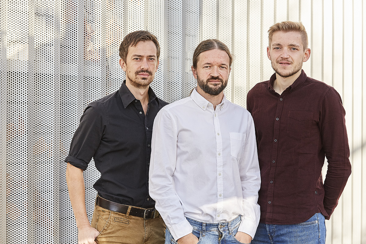 Die DENKweit-Gründer: Dr. Dominik Lausch (v.l.), Dr. Kai Kaufmann und Markus Patzold. Foto: Technologie- und Gründerzentrum Halle